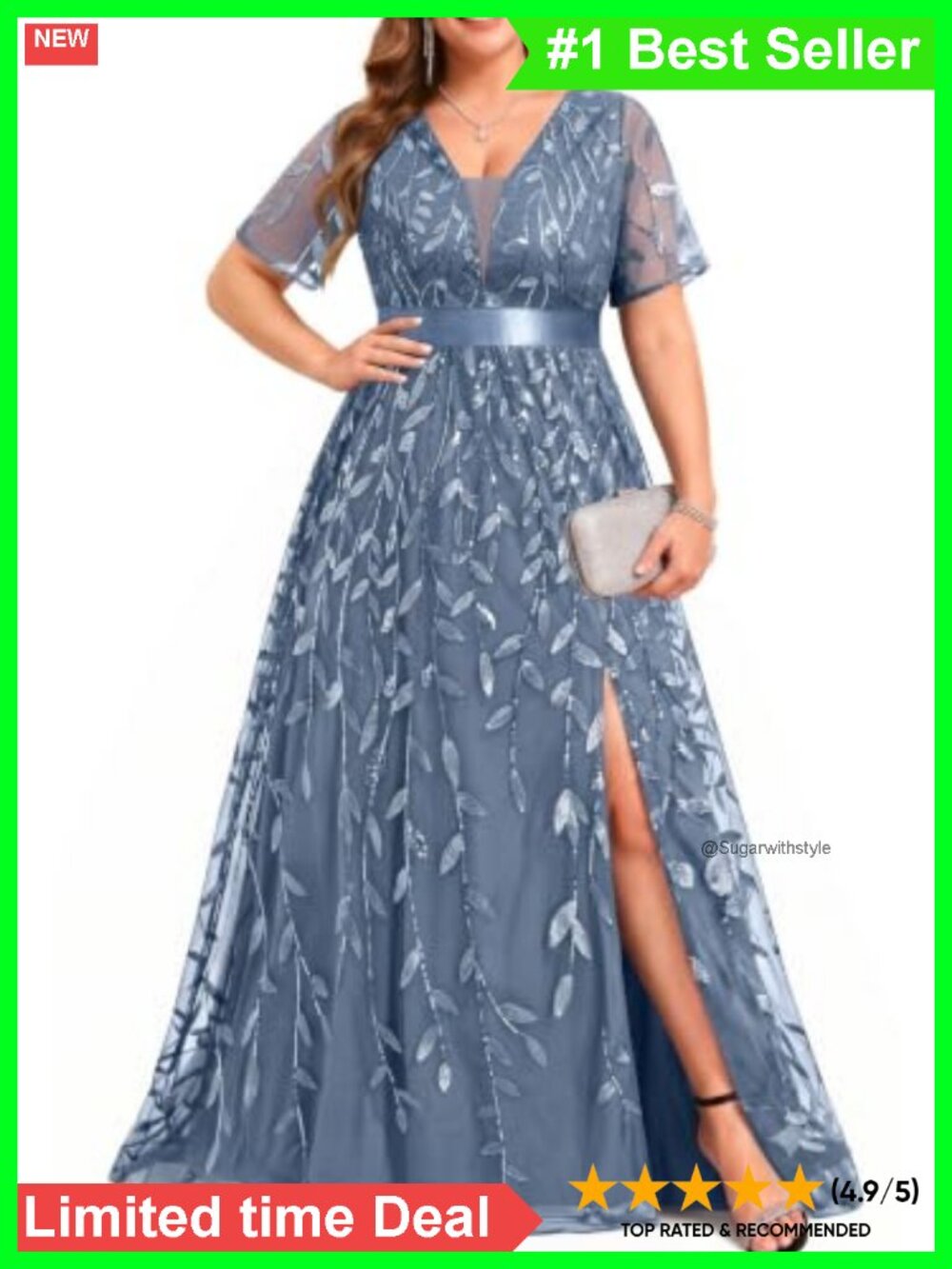 Plus Size Sequin Embroidery Tulle A-Line Maxi Dress Formal Evening Gown
